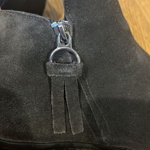 Steve Madden “Dacey” Gray Leather Ankle Booties w/ Silver Hardware & Tassel- 6M - Picture 8 of 11